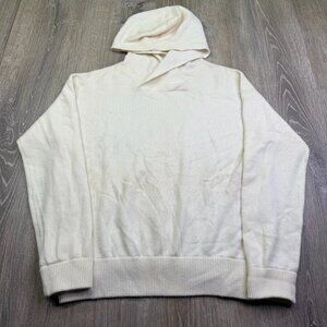 Vince Womens Ivory Knit Cashmere Crossover Hooded Pullover Sweatshirt Small